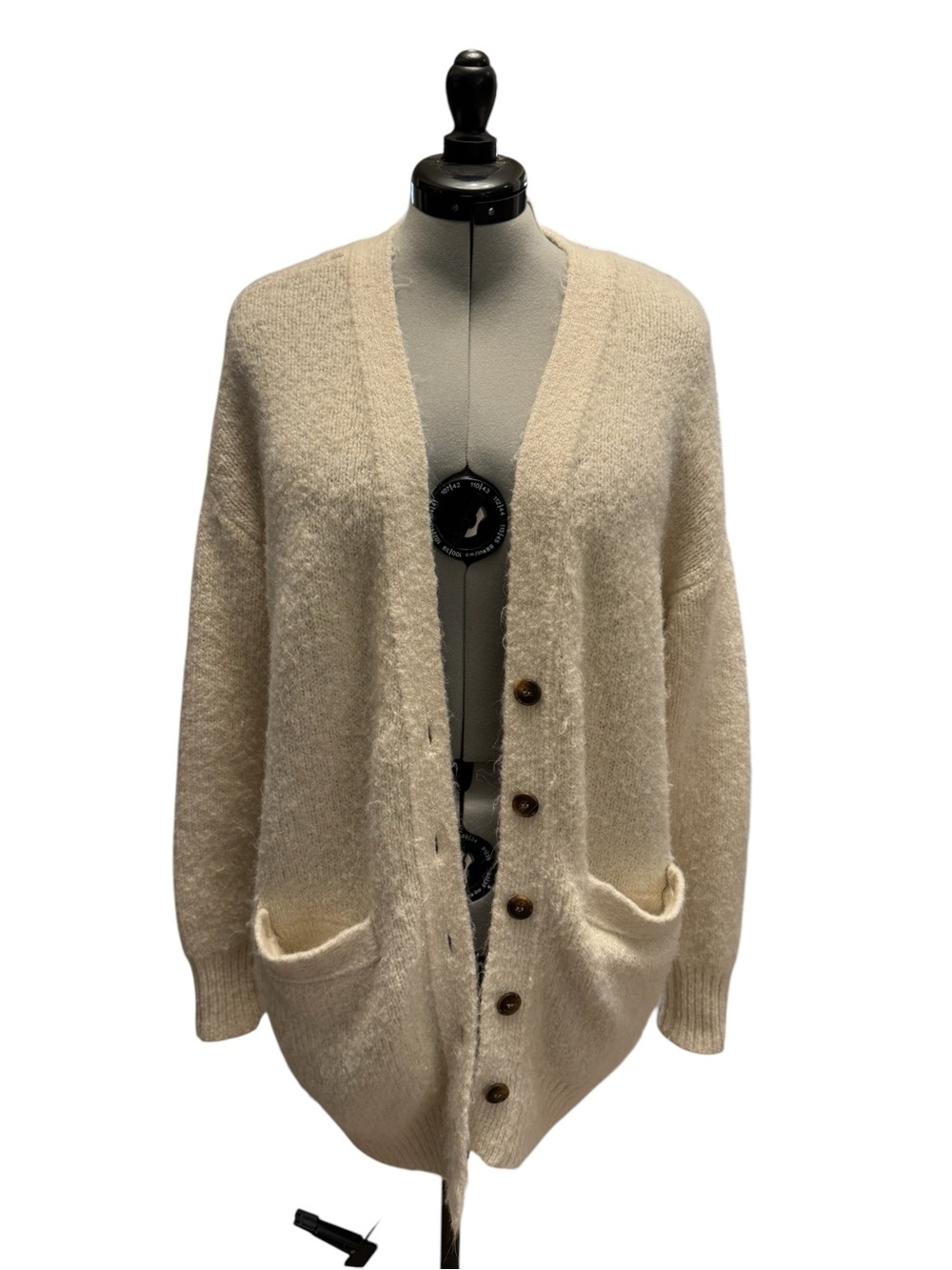 pistola Cream Button-Front Pocket Cardigan